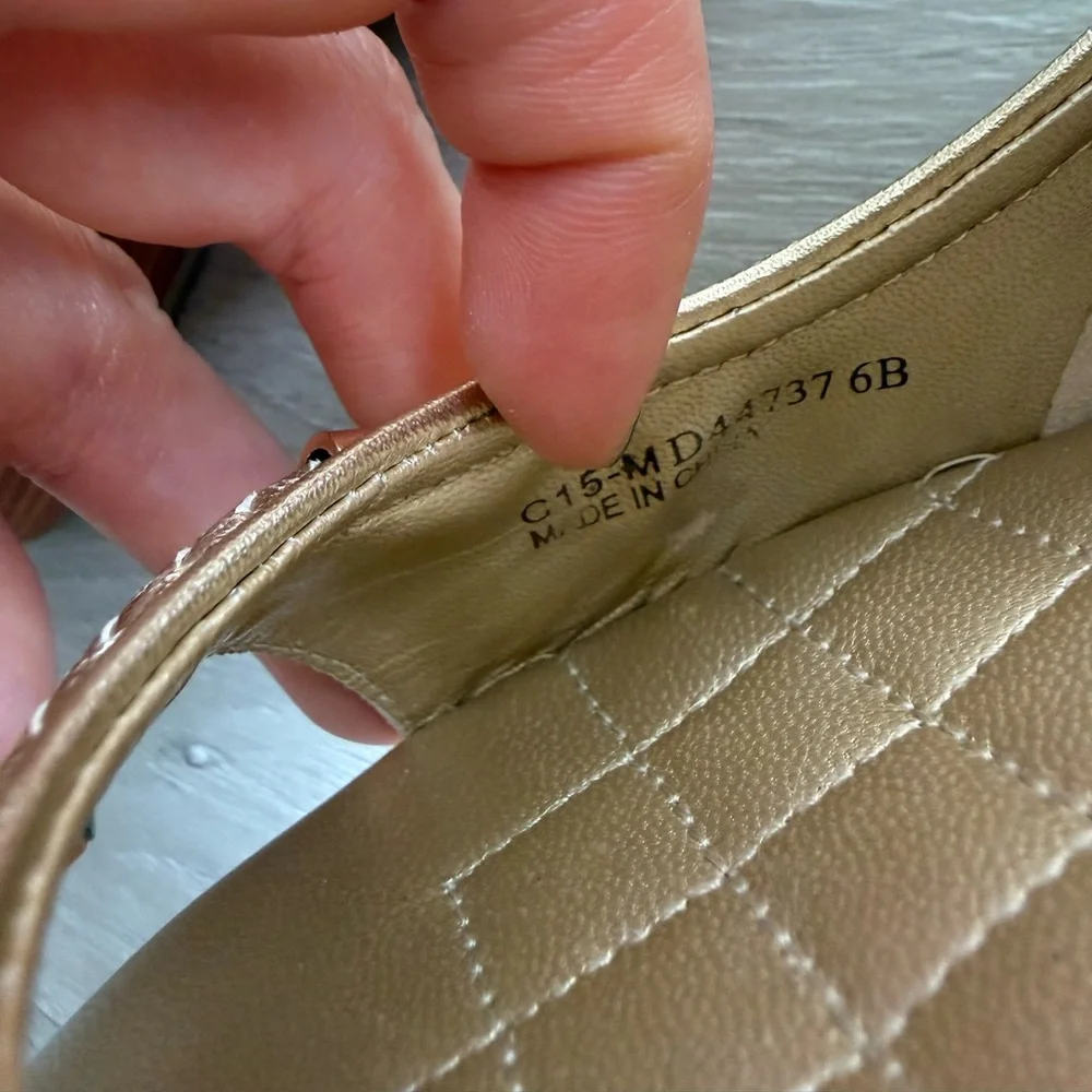 Cole Haan Gold Peep Toe Flats/Wedge Heels, Size 5.5 - Picture 15 of 17